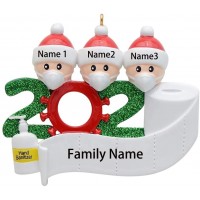 Personalized Survived Family Of 3 Ornament With Face And Hand Sanitized 2020 Christmas Holiday Decorations family Of 3